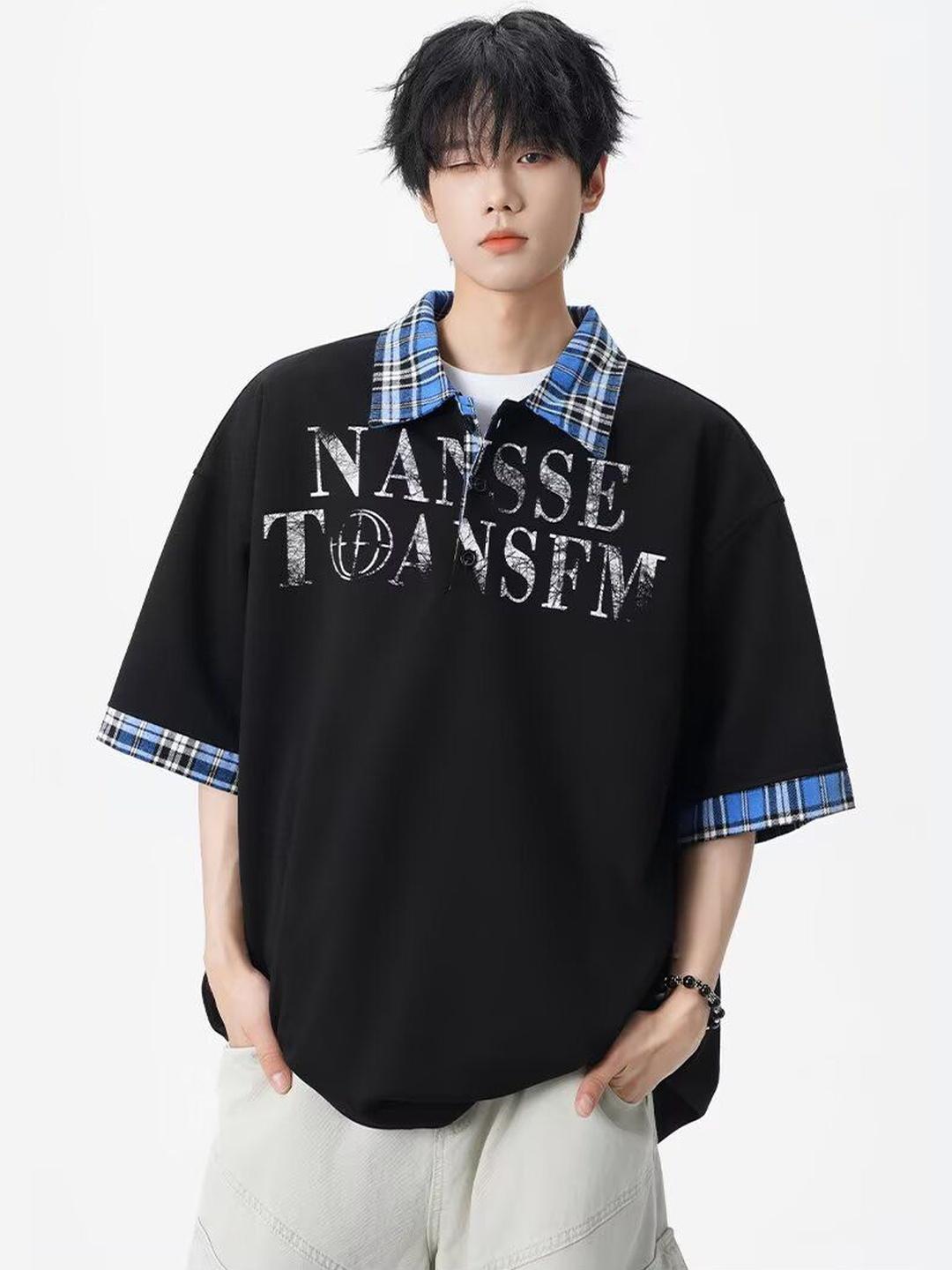 ANDREW HILL Men Typography Printed Polo T-Shirt - Image 1