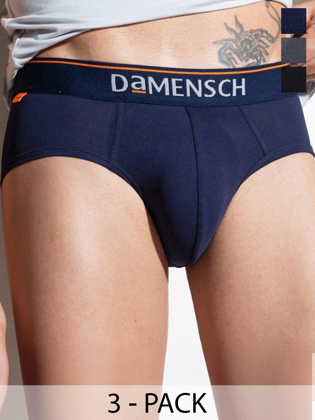 Buy DAMENSCH Men Pack Of 3 DEO COTTON Anti Bacterial Briefs DAM CTS B NNY CCD BKN - - Apparel for Men