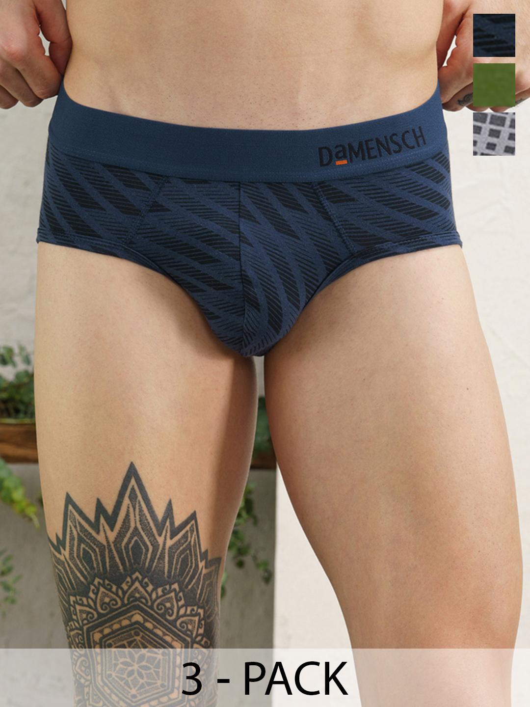 Buy DaMENSCH Pack Of 3 DEO SOFT Printed Premium Egyptian Cotton Modal Blend Briefs - - Apparel for Men