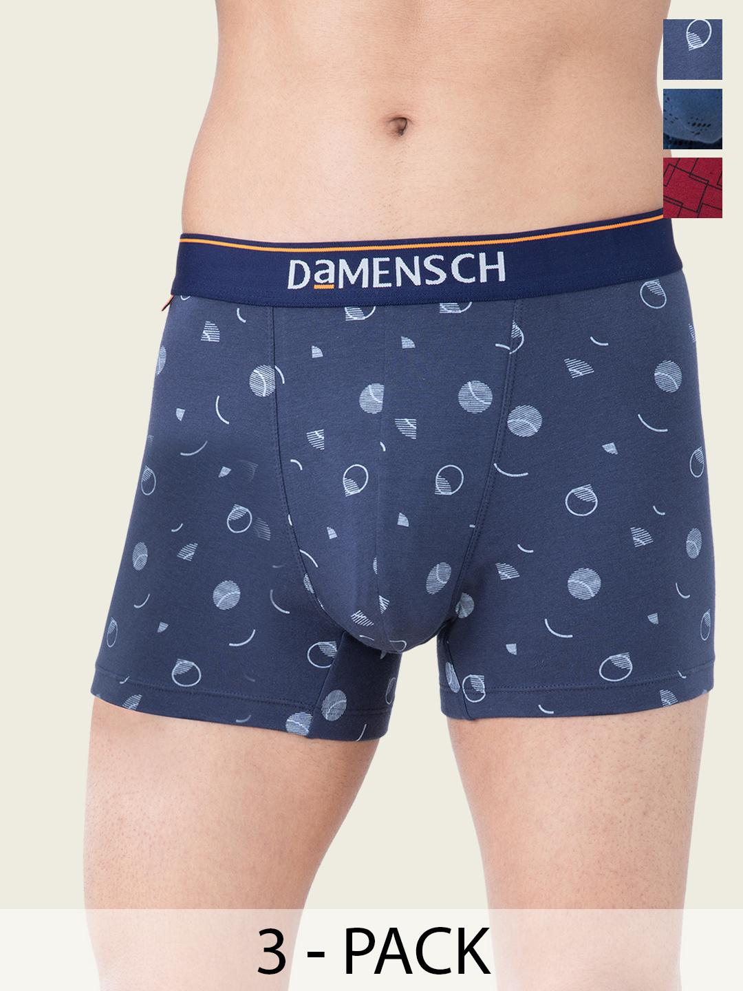 Buy DAMENSCH Men Pack Of 3 Deo Cotton Anti Bacterial Moisture Free Trunks - - Apparel for Men