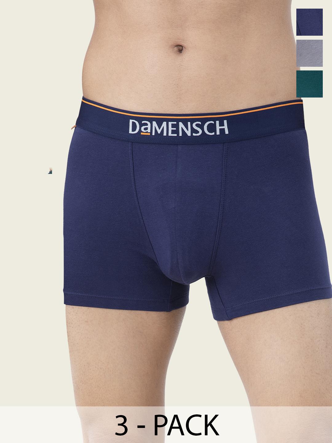 Buy DAMENSCH Men Pack Of 3 Deo Cotton Anti Bacterial Moisture Free Trunks - - Apparel for Men