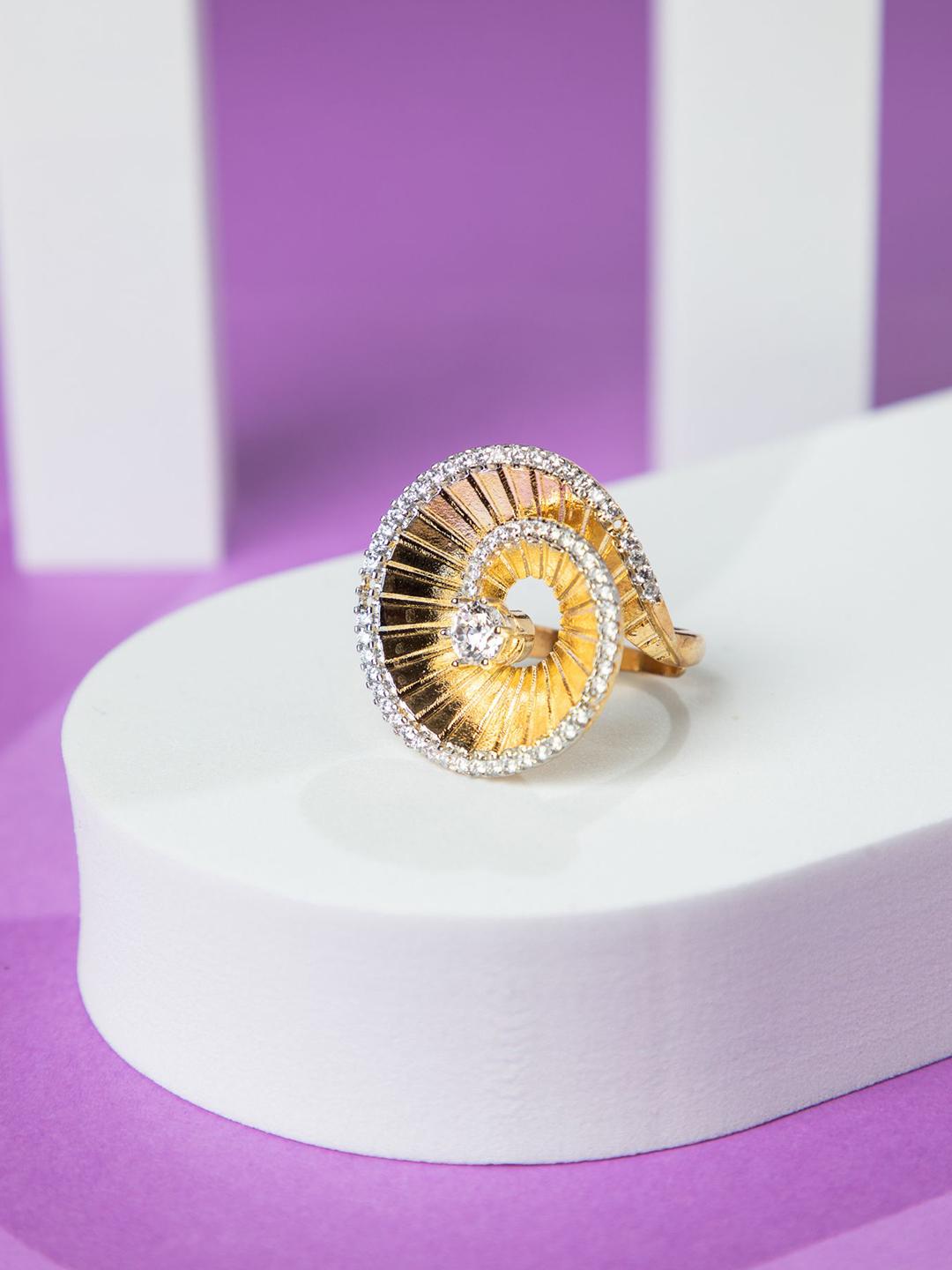 Buy Niscka Women Gold Plated American Diamond Finger Ring - - Accessories for Women