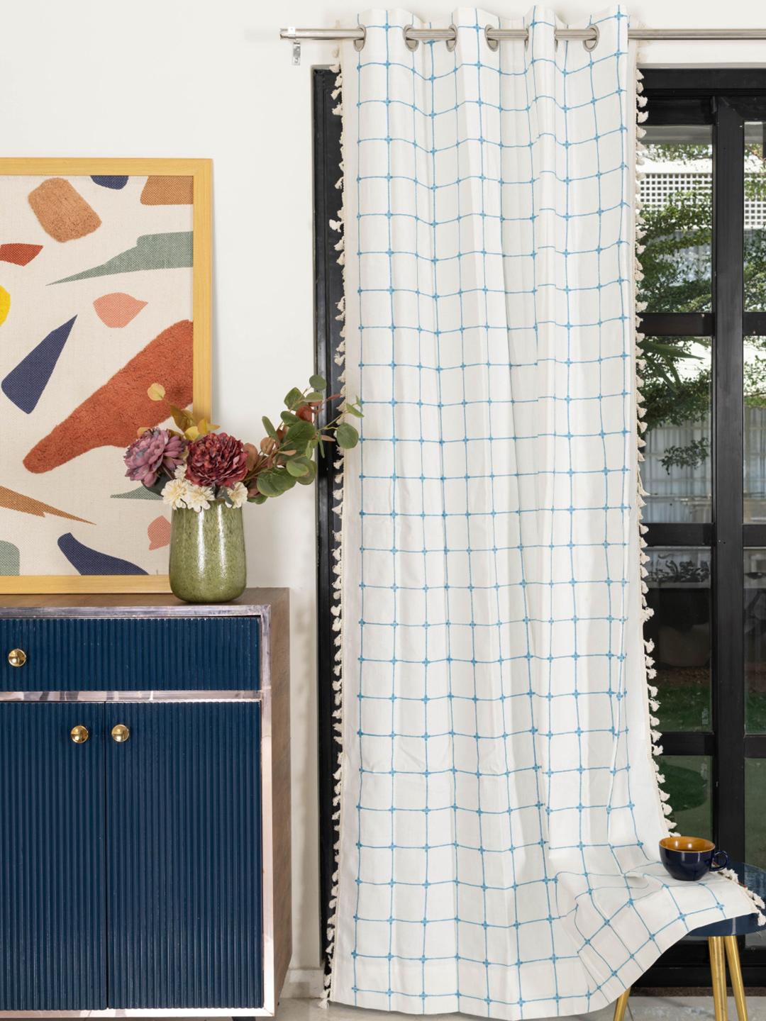Buy URBAN SPACE Embroidered Cotton Eyelet Long Door Curtain -  - Home for Unisex