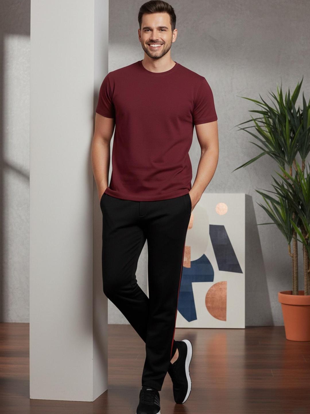 Buy T.T. Round Neck T Shirt With Trousers Co Ords -  - Apparel for Men