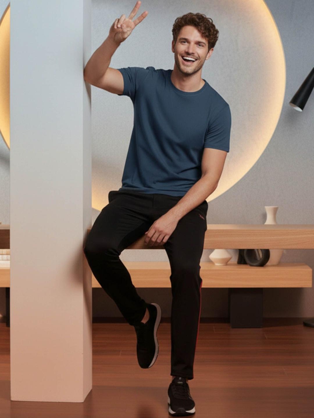 Buy T.T. Round Neck T Shirt With Trousers Co Ords -  - Apparel for Men