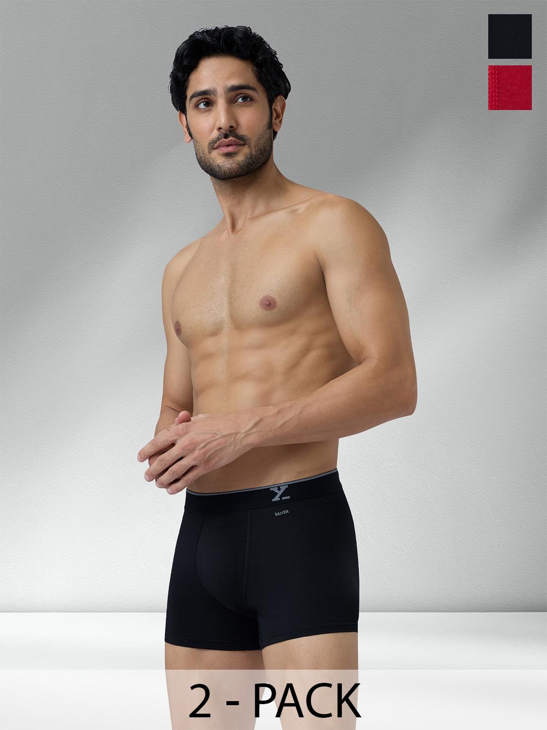 Buy XYXX Men Pack Of 2 Traq Silver Cotton Trunk - - Apparel for Men