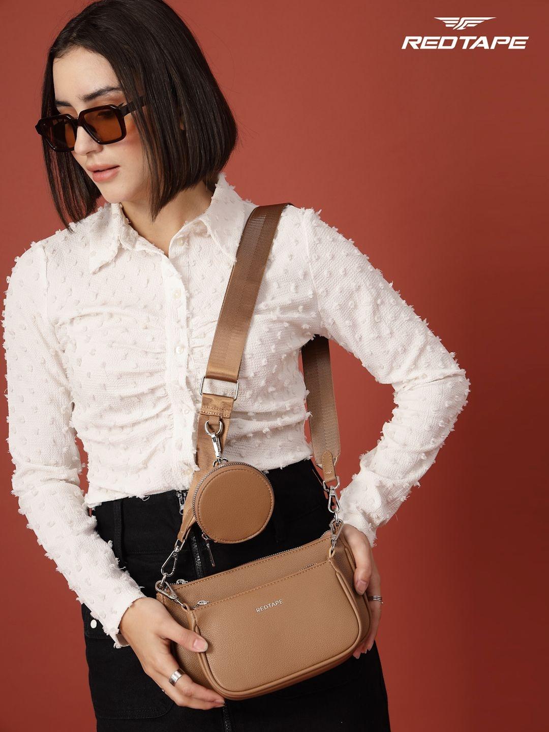 Buy Red Tape Women Set Of 3 Coffee Solid Casual Sling Bag - - Accessories for Women