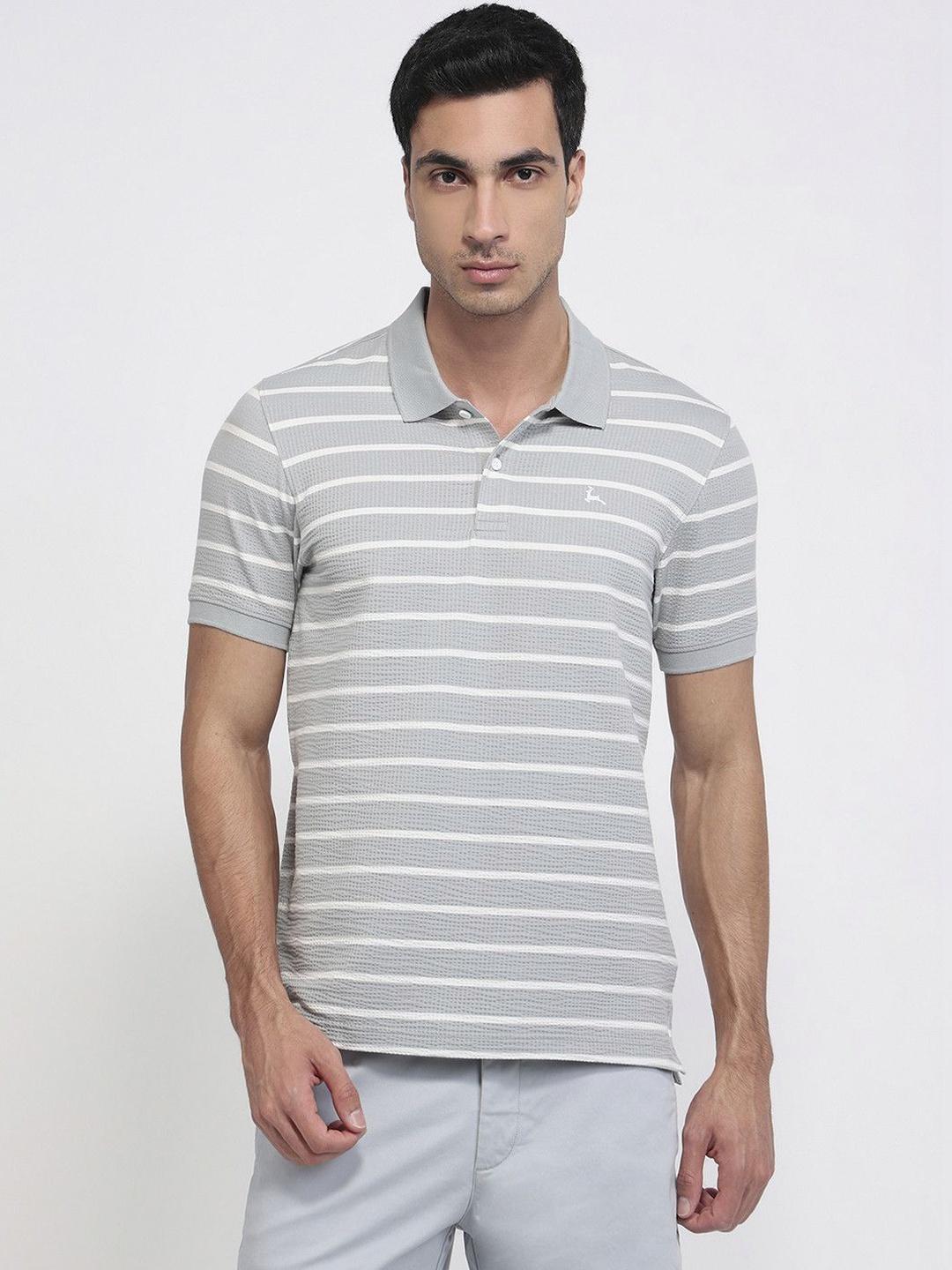 Buy Parx Men Striped Polo Collar Pure Cotton T Shirt - Tshirts for Men ...
