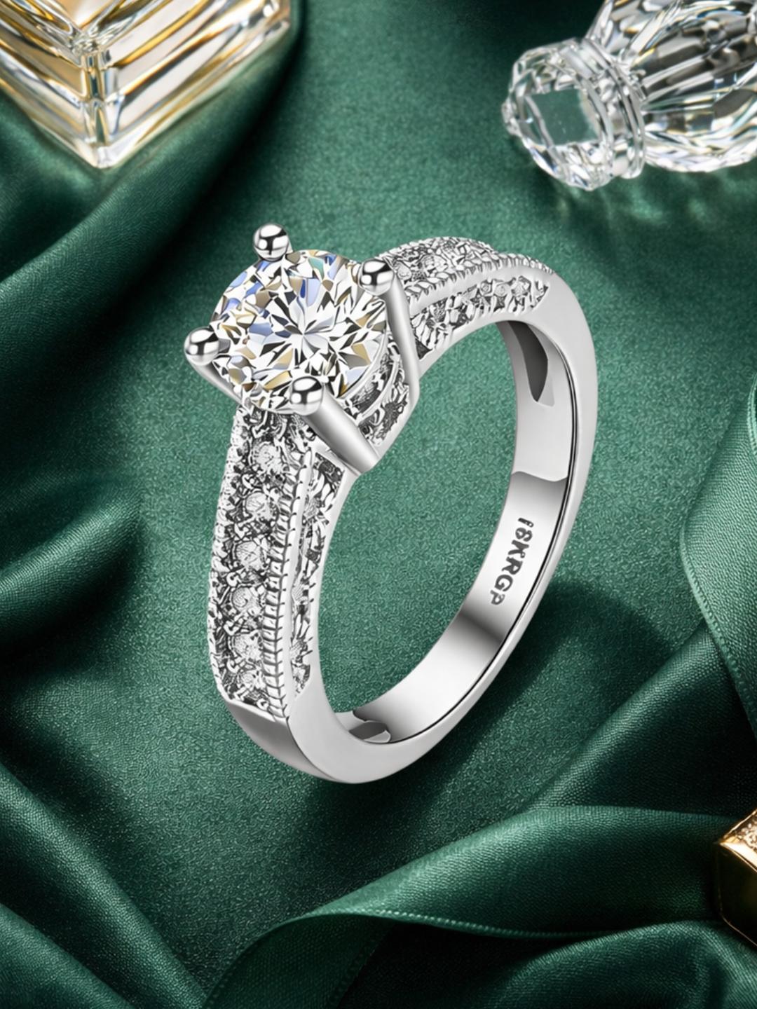 Buy I Jewels Silver Plated CZ Crystal Studded Handcrafted Adjustable Finger Ring - - Accessories for Women