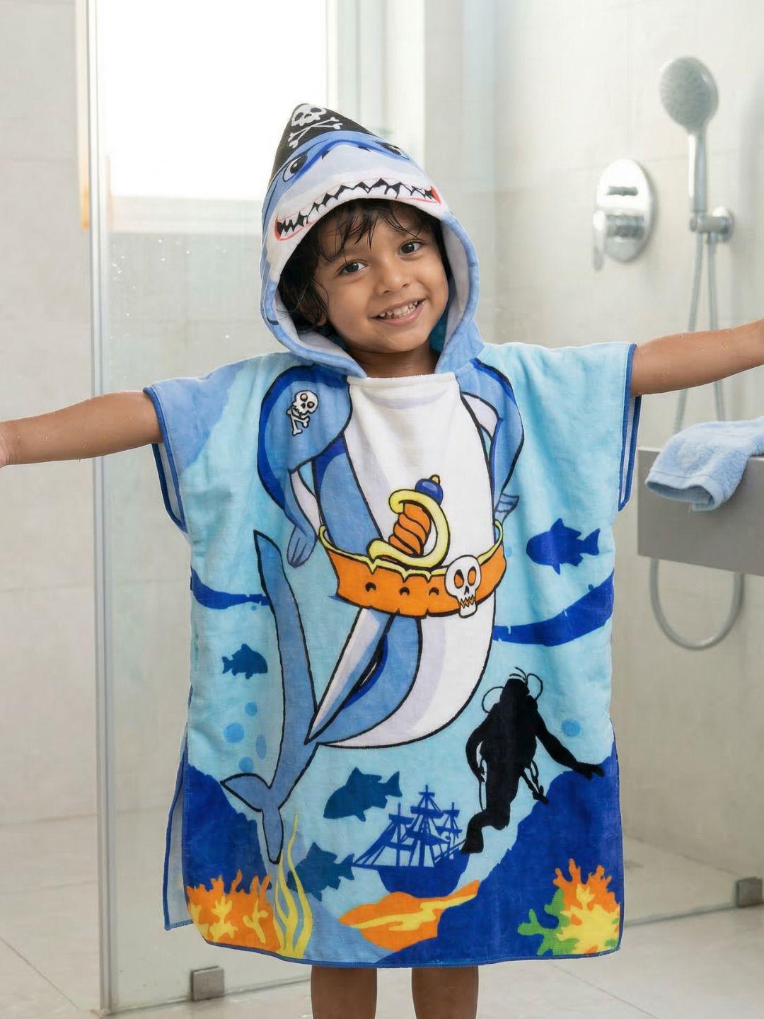 Buy Famyo Kids Blue Pirate Hooded Poncho Bath Towel Microfiber 230 GSM Super Soft 1 7 Yrs -  - Home for Unisex Kids