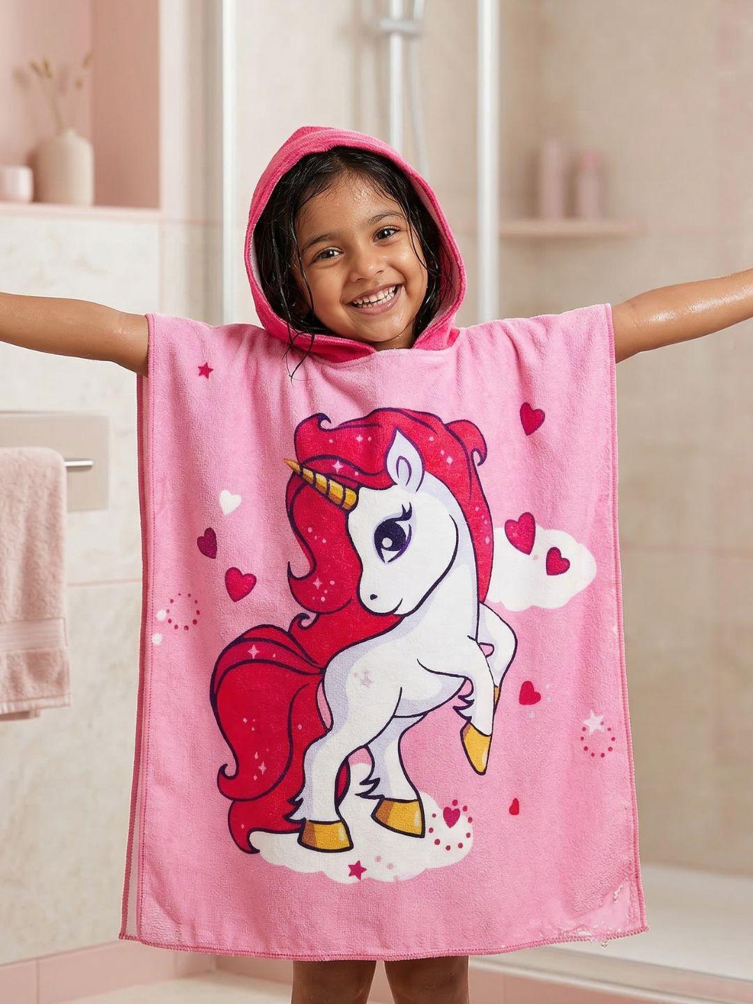 Buy Famyo Kids Pink Unicorn Hooded Poncho Bath Towel Microfiber 230 GSM Super Soft 1 7 Yrs - - Home for Unisex Kids