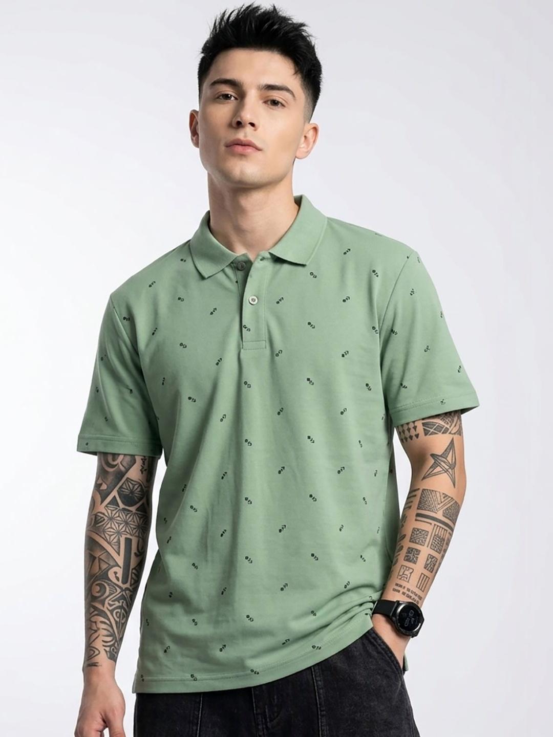 Buy HERE&NOW Men Printed Polo Collar T Shirt - Tshirts for Men 41032522 ...