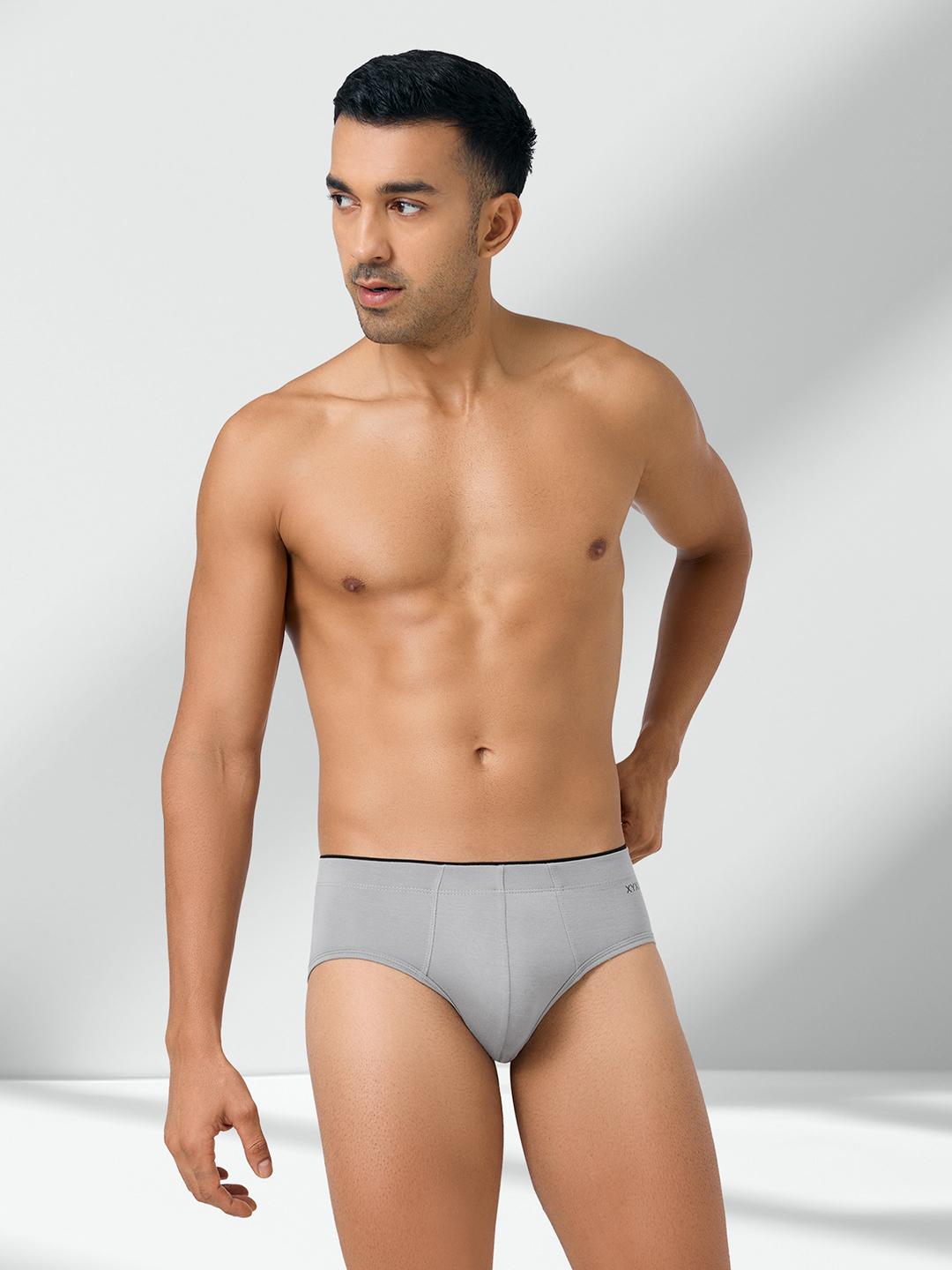 Buy XYXX Men Grey Solid Ultra Soft Antimicrobial Basic Modal Briefs XYBRF56 -  - Apparel for Men