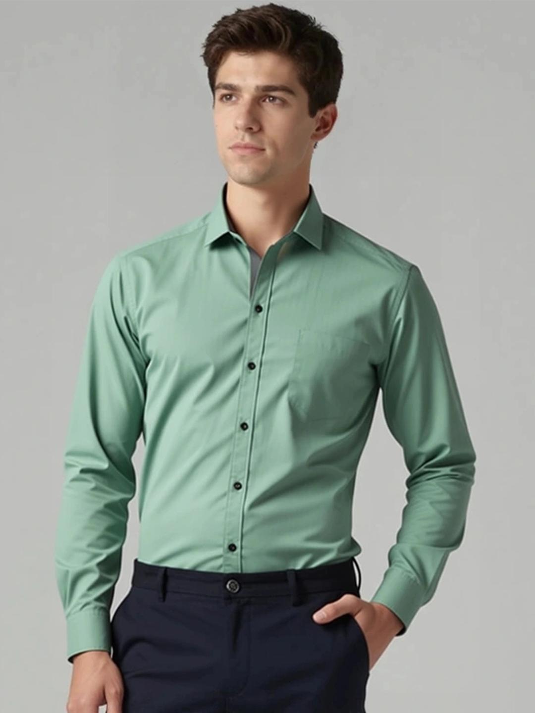 Buy Metronaut Men India Slim Spread Collar Solid Slim Fit Formal Shirt ...