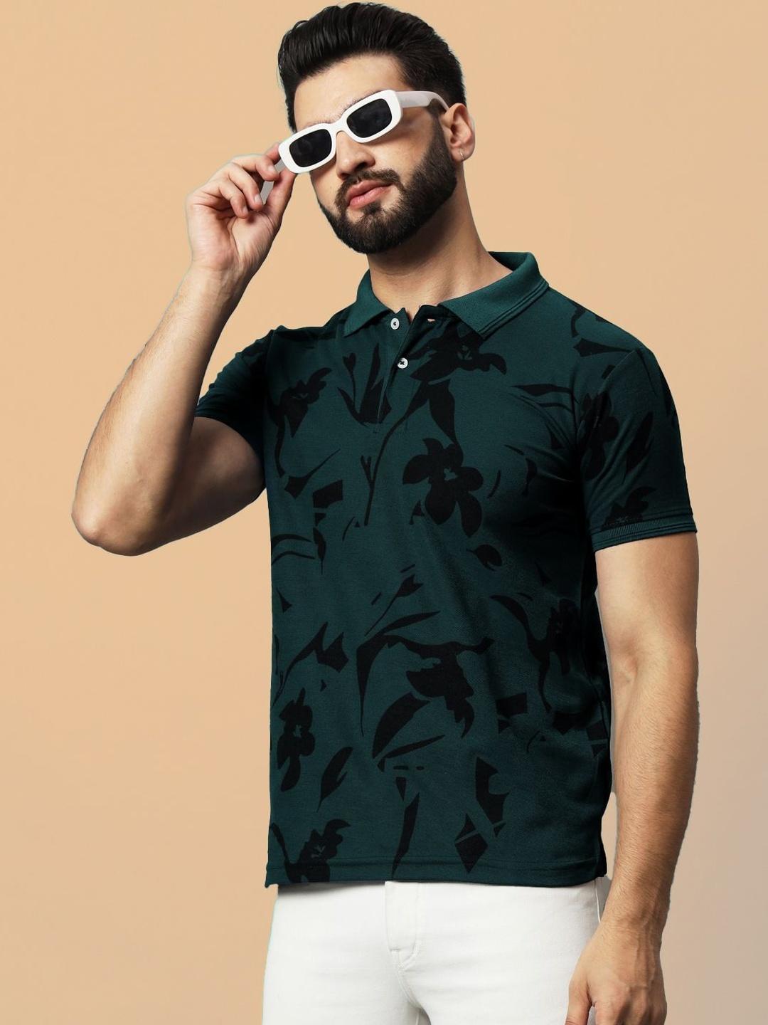 Buy SZN Men Floral Printed Polo Collar T Shirt - Tshirts for Men ...