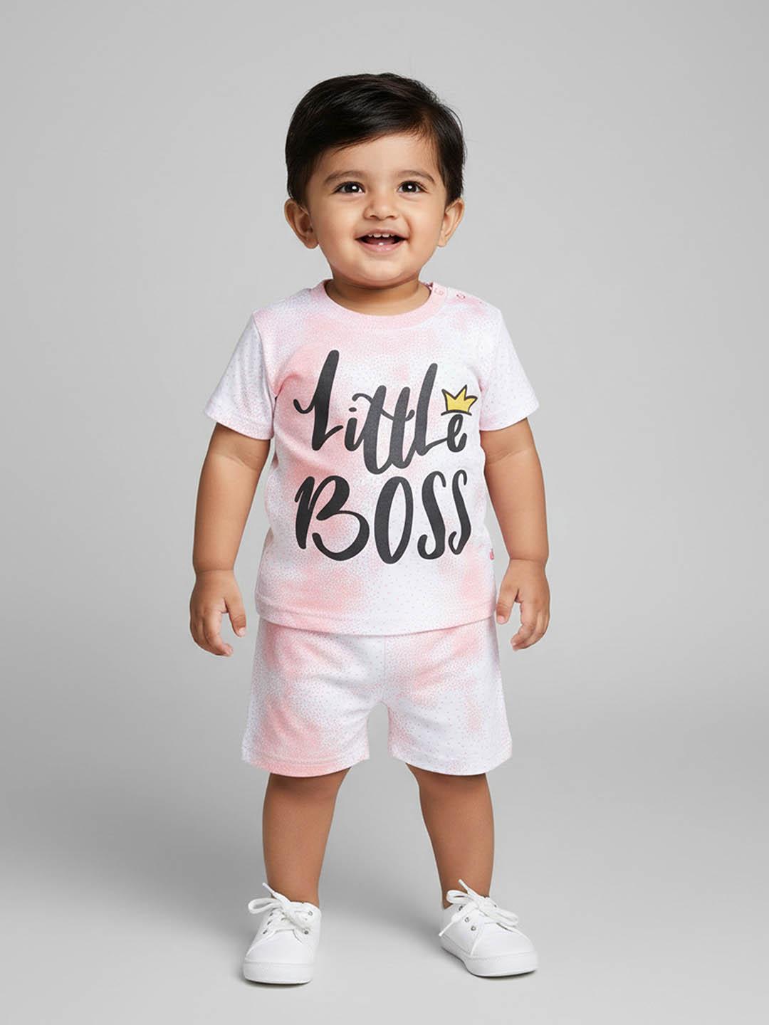 Buy YK X Tinyo Infant Boys Typography Printed Pure Cotton T Shirt With Shorts -  - Apparel for Boys