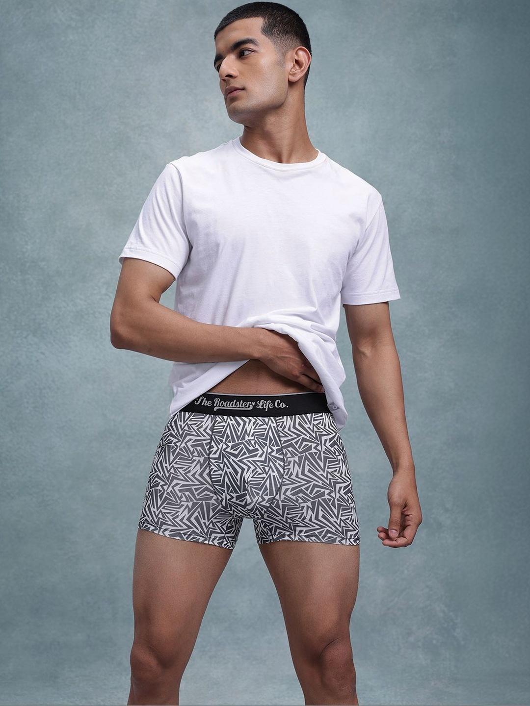 Buy The Roadster Lifestyle Co. Pack Of 4 Cotton Blend Printed Trunks -  - Apparel for Men
