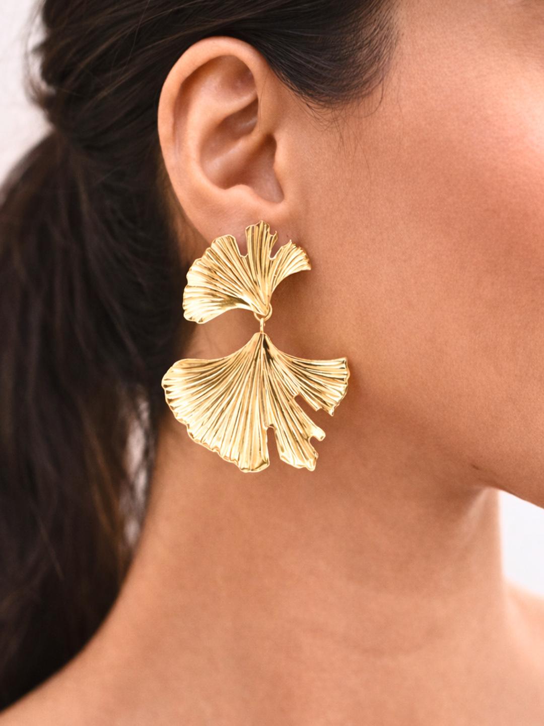 Buy ToniQ Gold Toned Floral Drop Earrings -  - Accessories for Women