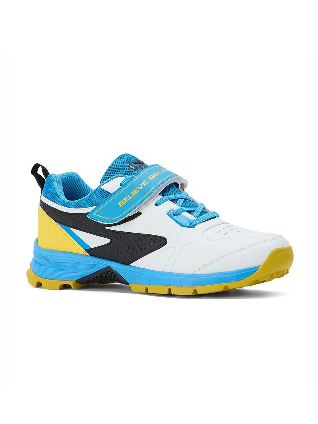 Buy SG Century Pace Bowling Shoes White Blue Yellow   Stable Stud EVA Cushion -  - Footwear for Unisex
