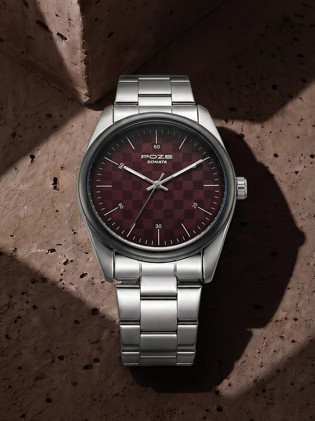Sonata Men Poze 9 Quartz Analog Red Dial Watch - Image 1