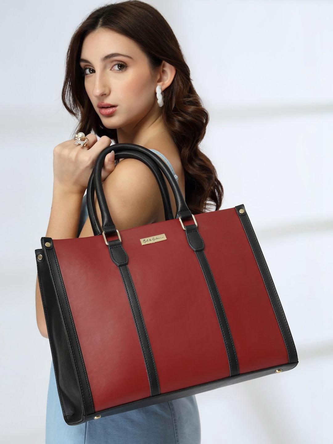 Mast & Harbour Colourblocked PU Structured Tote Bag