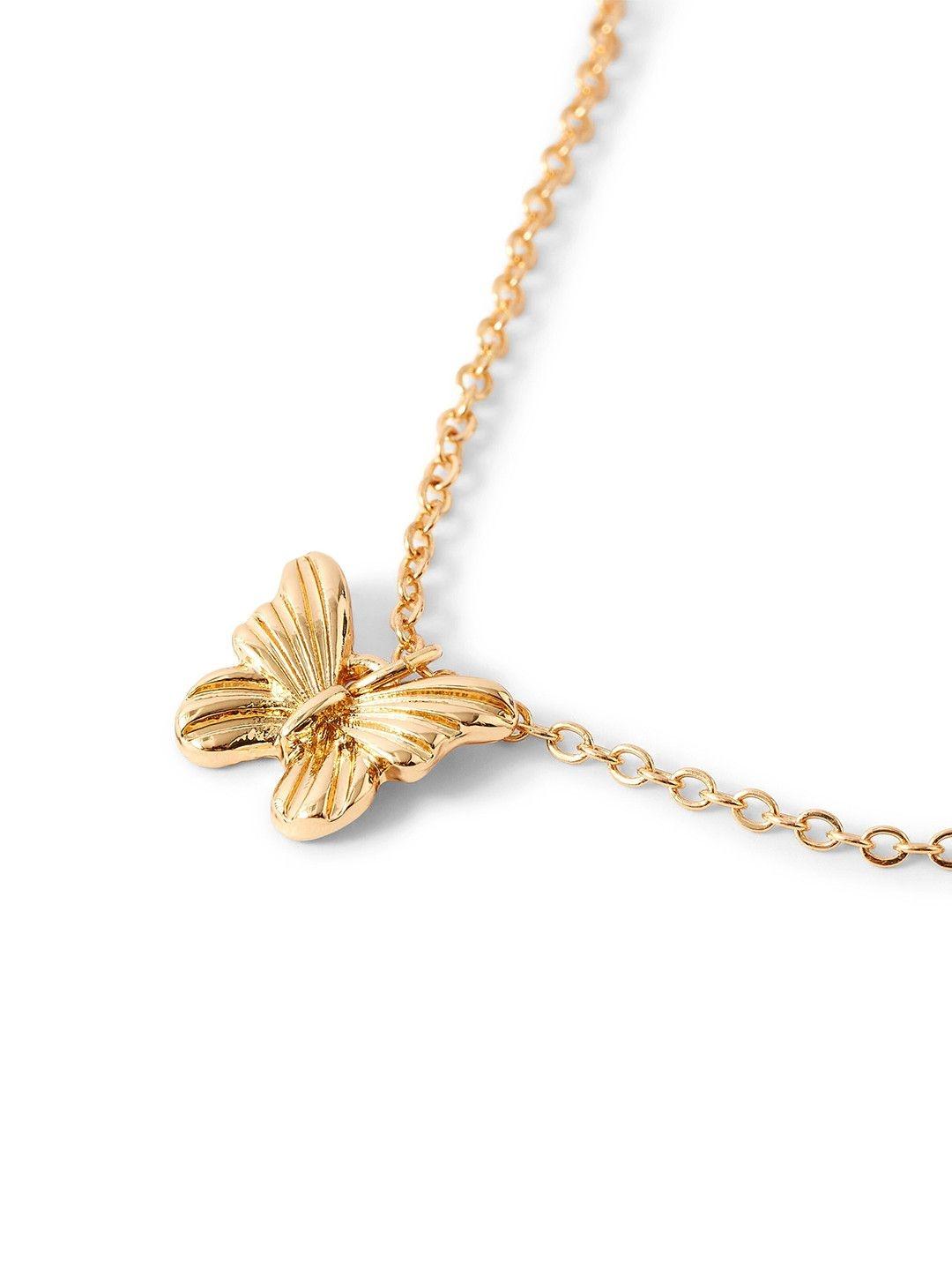 Buy Accessorize Women Gold Toned Textured Butterfly Pendant Necklace -  - Accessories for Women