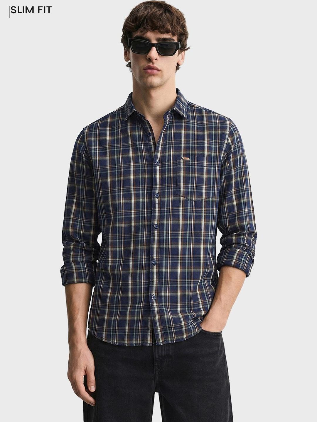 The Indian Garage Co Men Slim Fit Checked Shirt - Image 1