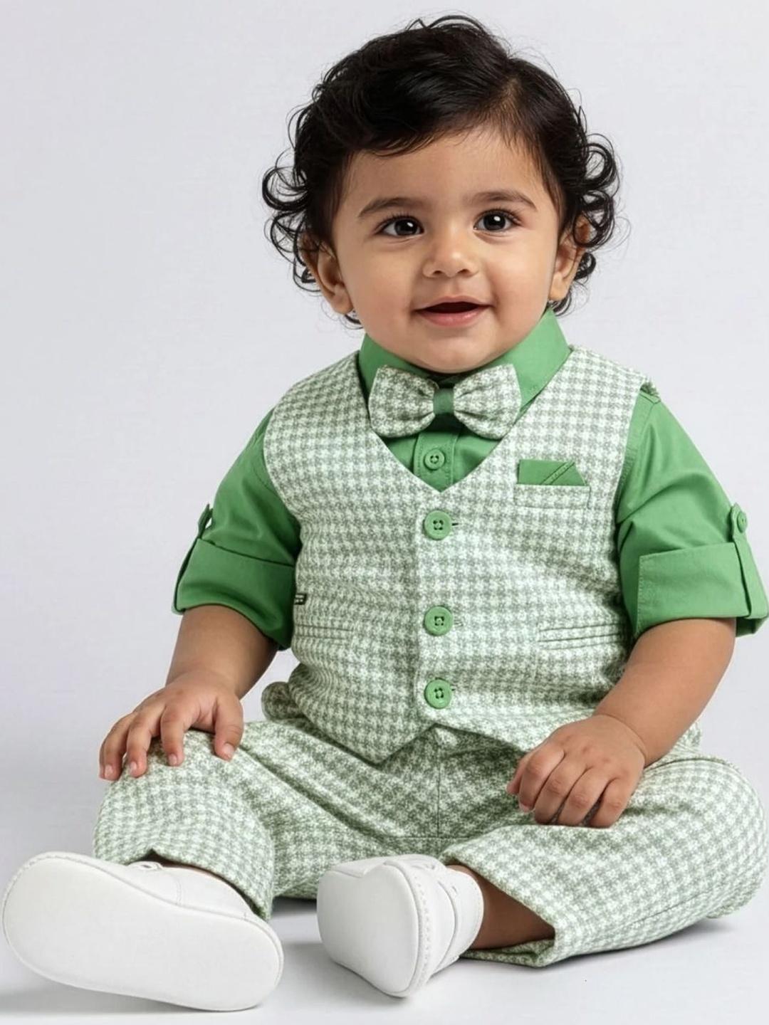 Buy Hopscotch Gingham Satin Roll Up Sleeves Formal Set - - Apparel for Boys