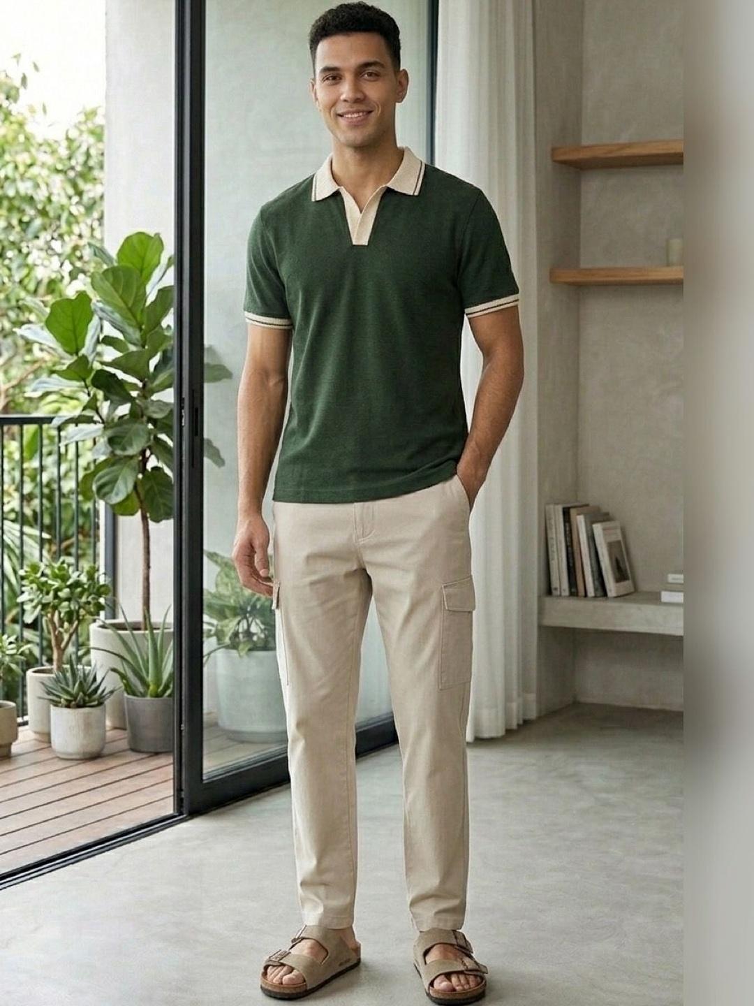 HERE&NOW Men Polo Collar T-Shirt - Image 1