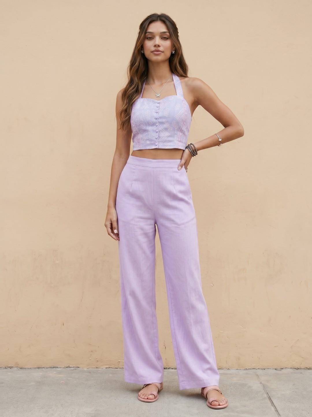 Buy Fusion By Glitchez Ethnic Motifs Printed Top & Trouser Co Ord Set -  - Apparel for Women