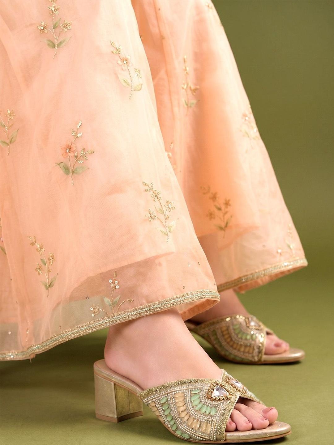 Stylestry Embellished Resin Party Block Mules - Image 1