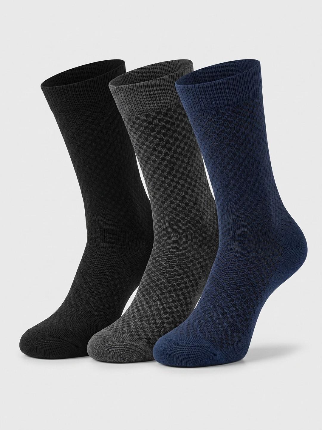 Buy Moda Rapido Men Pack Of 3 Cotton Blend Patterned Calf Length Socks - - Accessories for Men