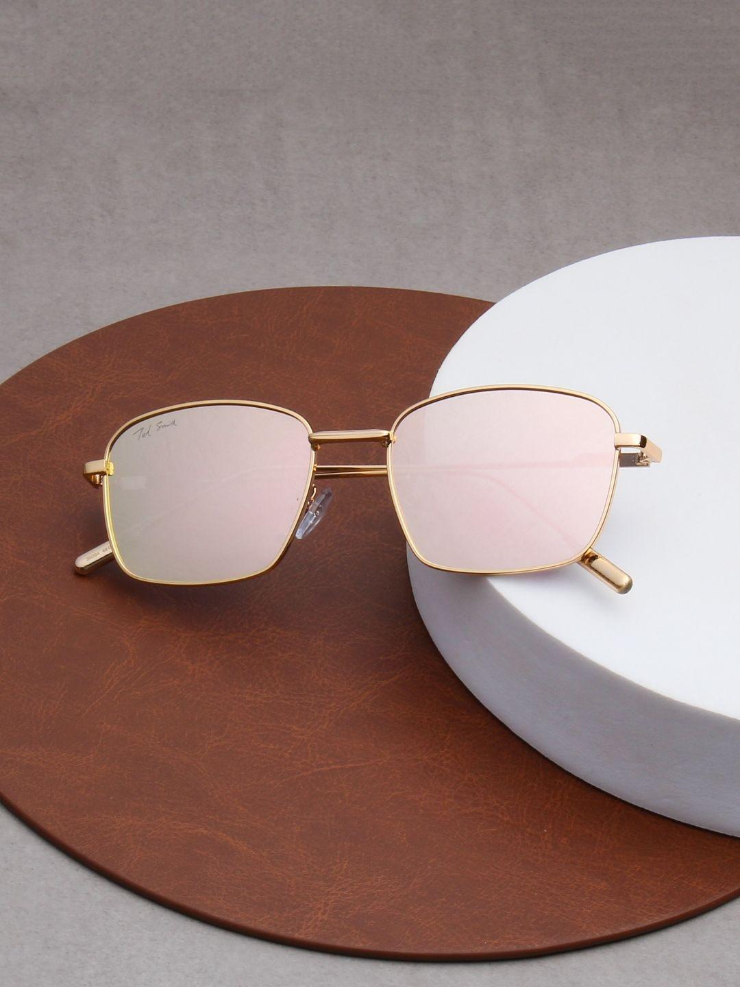 Buy Ted Smith Unisex Wayfarer Gold Pink Mirror Metal Sunglasses With Uv Protected Lens - - Accessories for Unisex