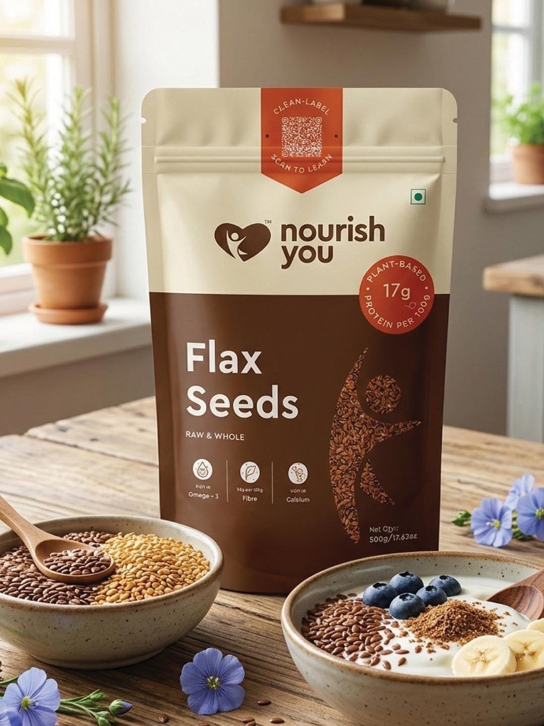 Buy Nourish You Raw & Whole Flax Seeds Naturally Gluten Free 500g - - Gourmet for Unisex