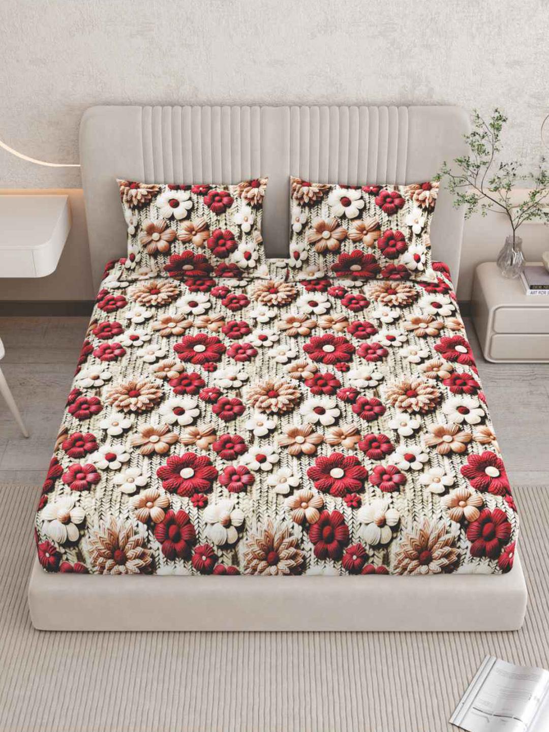 Buy DREAM WEAVERZ Multicoloured Floral 260 TC King Bedsheet With 2 Pillow Covers - - Home for Unisex