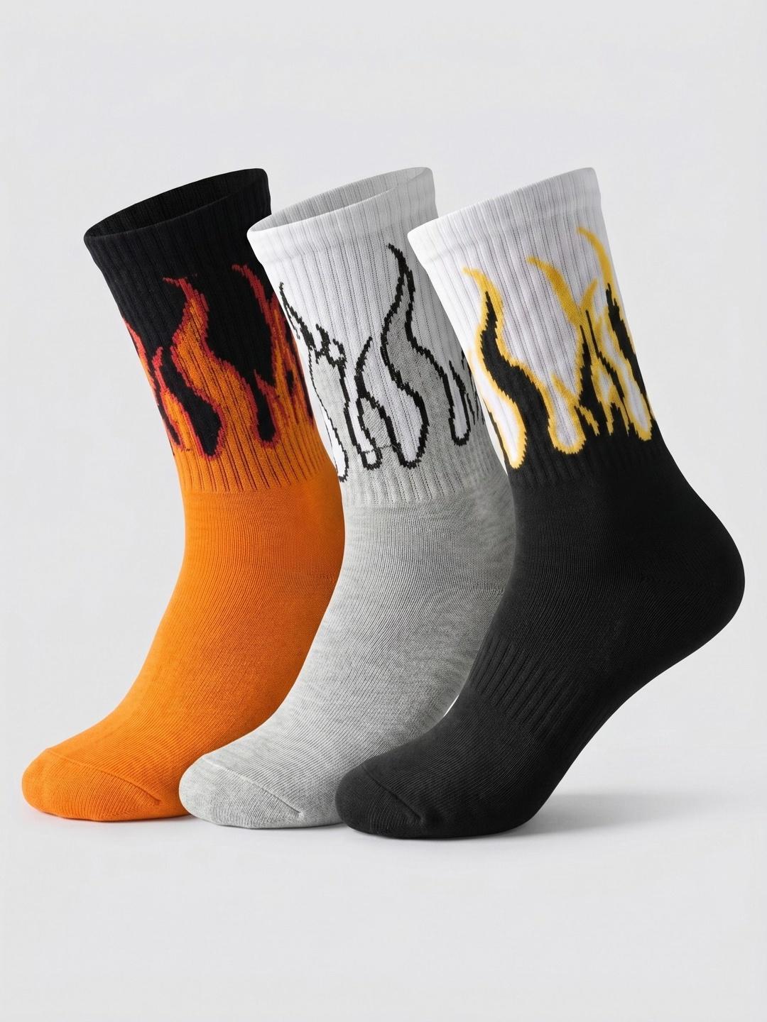 Buy Moda Rapido Men Pack Of 3 Cotton Blend Patterned Calf Length Socks - - Accessories for Men