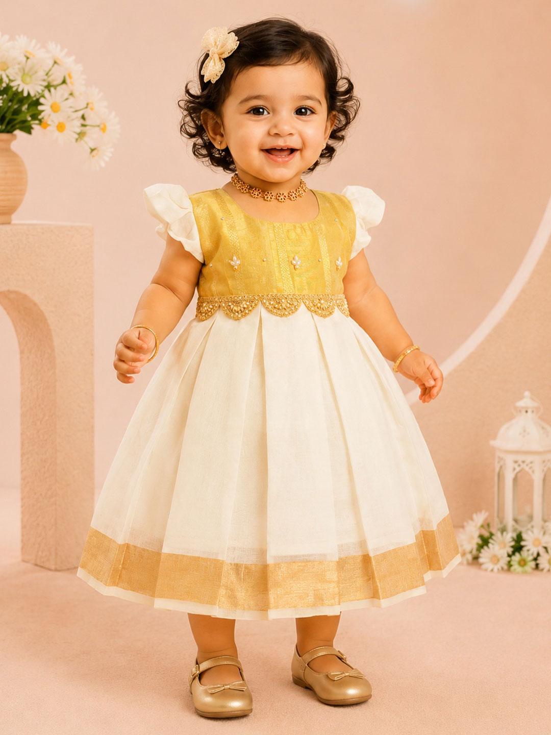 Buy Babypattu Embroidered Round Neck Fit And Flare Ethnic Dresses - - Apparel for Girls