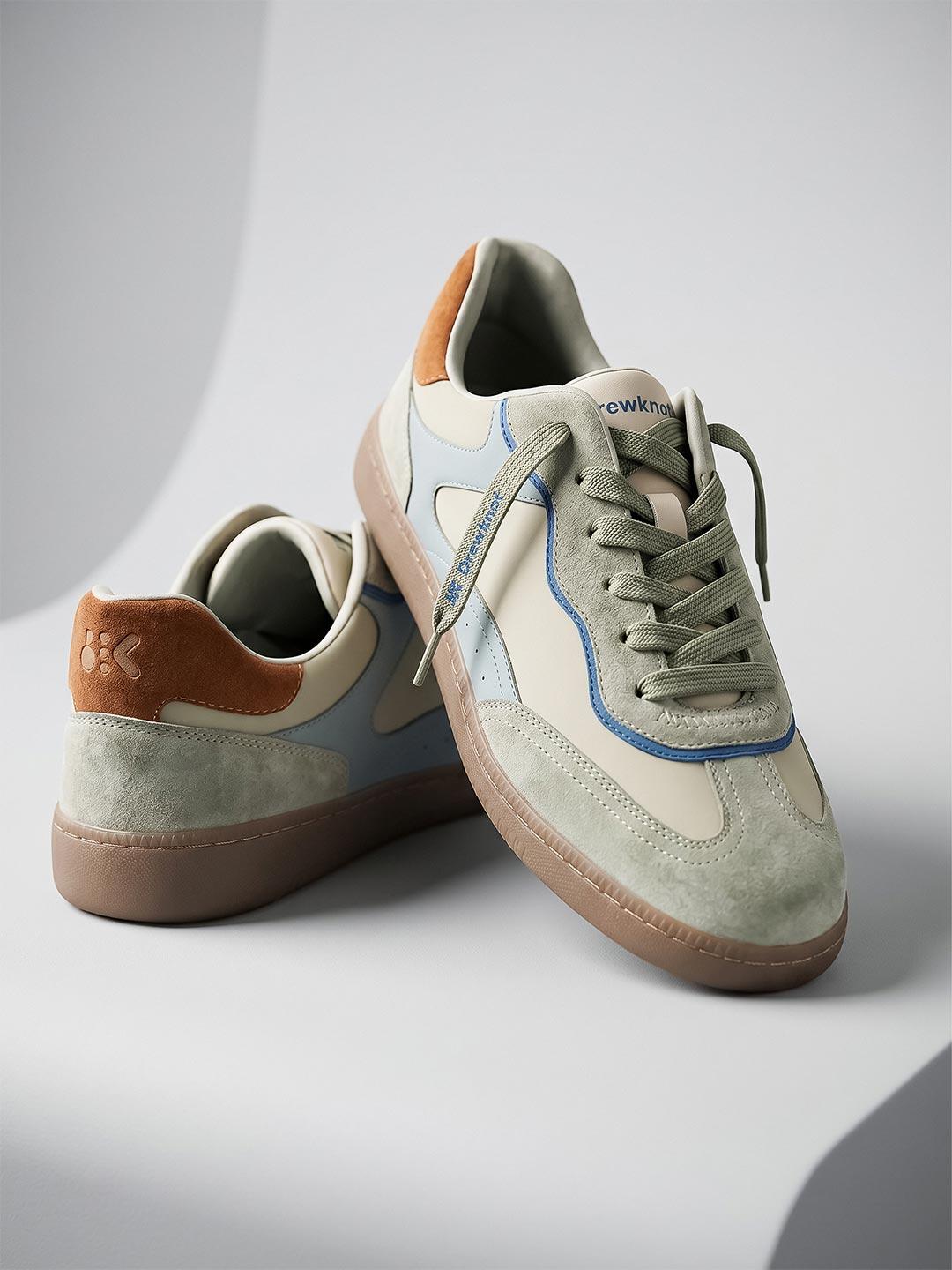 DREWKNOT Men Colourblocked Striped Leather Casual Lace-Up Sneakers