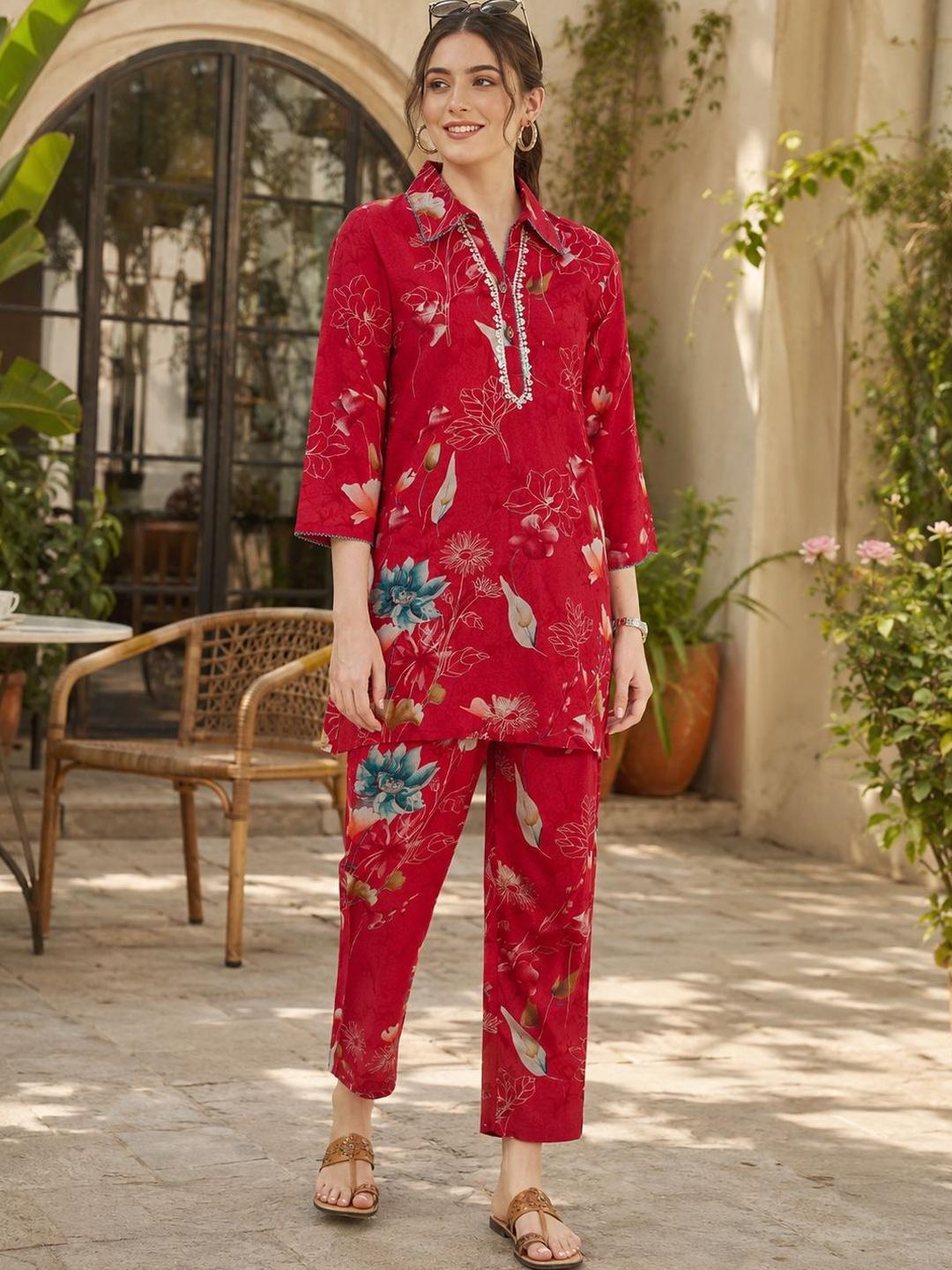 Buy Nayam By Lakshita Floral Printed Top With Trousers -  - Apparel for Women