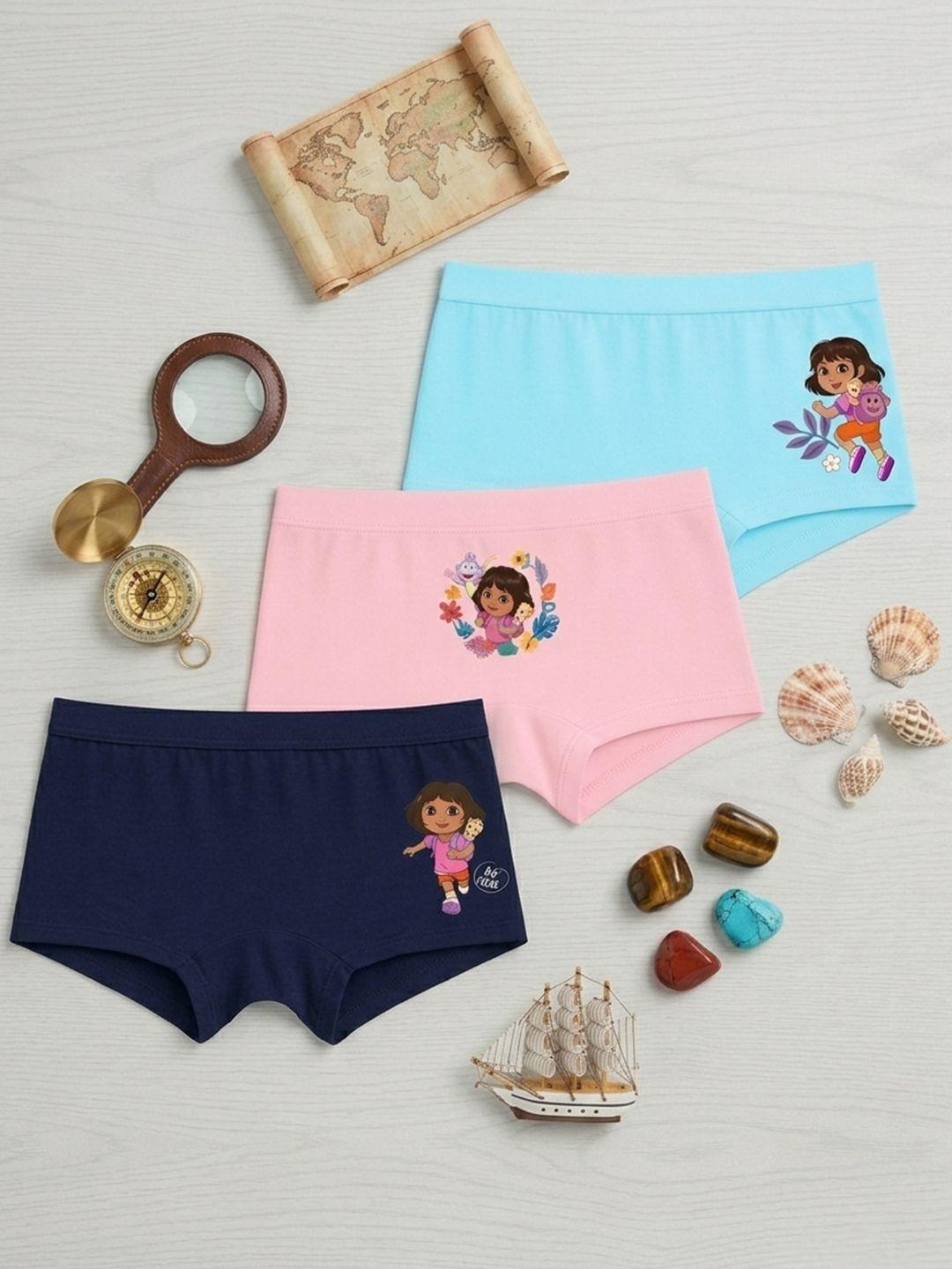 Buy Button Bear Girls Pack Of 3 Cotton Dora Printed Panties With Inner Elasticated Waistband -  - Apparel for Girls