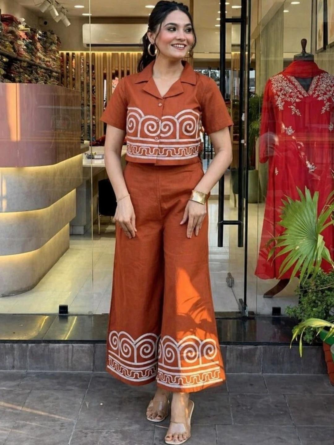 Buy Lee Ropa Cotton Embroidered Shirt With Palazzos - - Apparel for Women