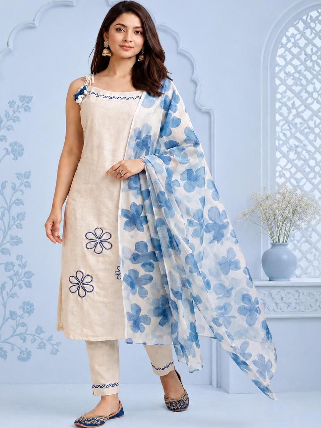 BEEGET FASHION Women Floral Embroidered Kurta Set - Image 1