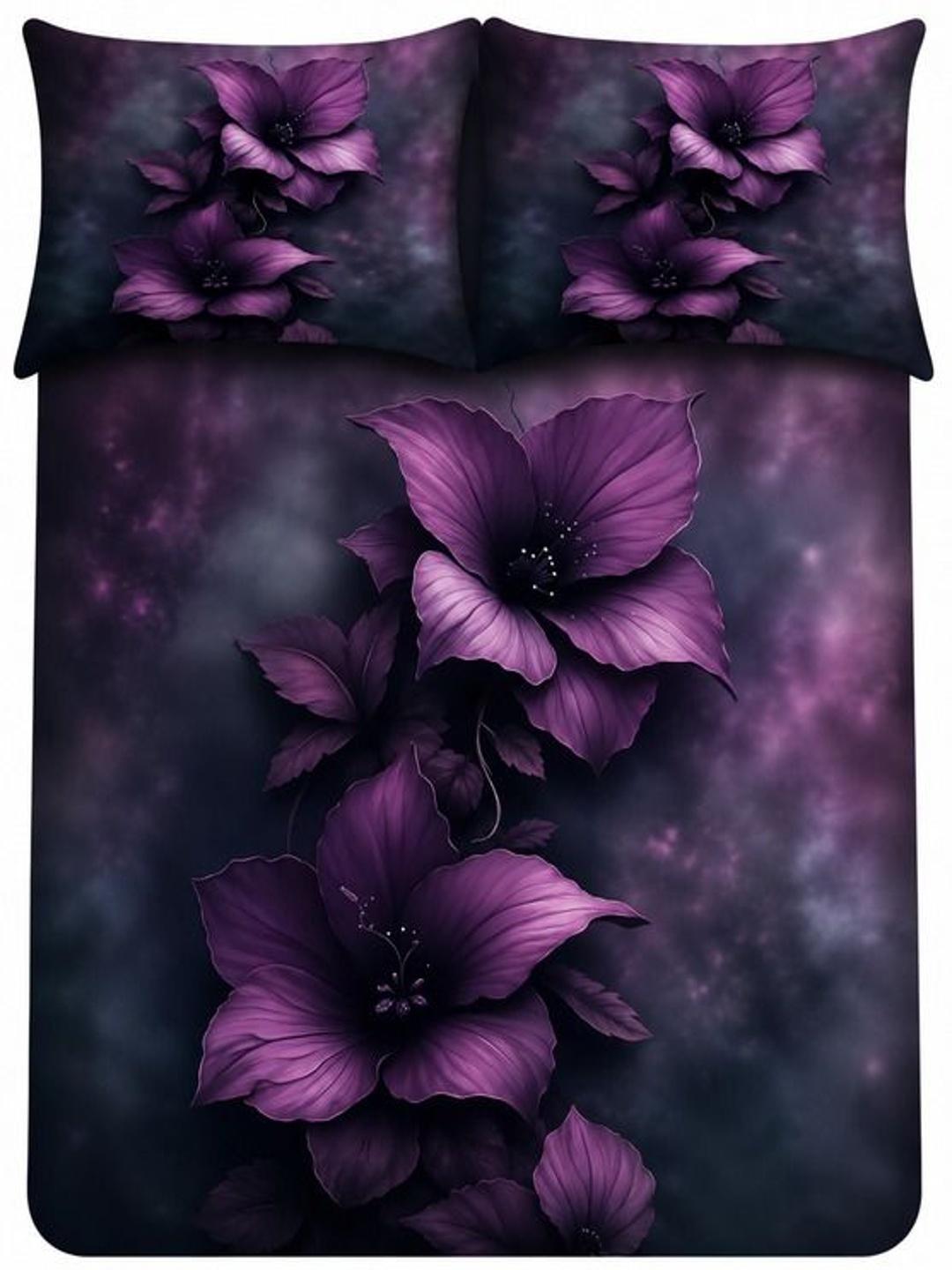 Buy Aura Purple Floral 300 TC King Bedsheet With 2 Pillow Covers - - Home for Unisex