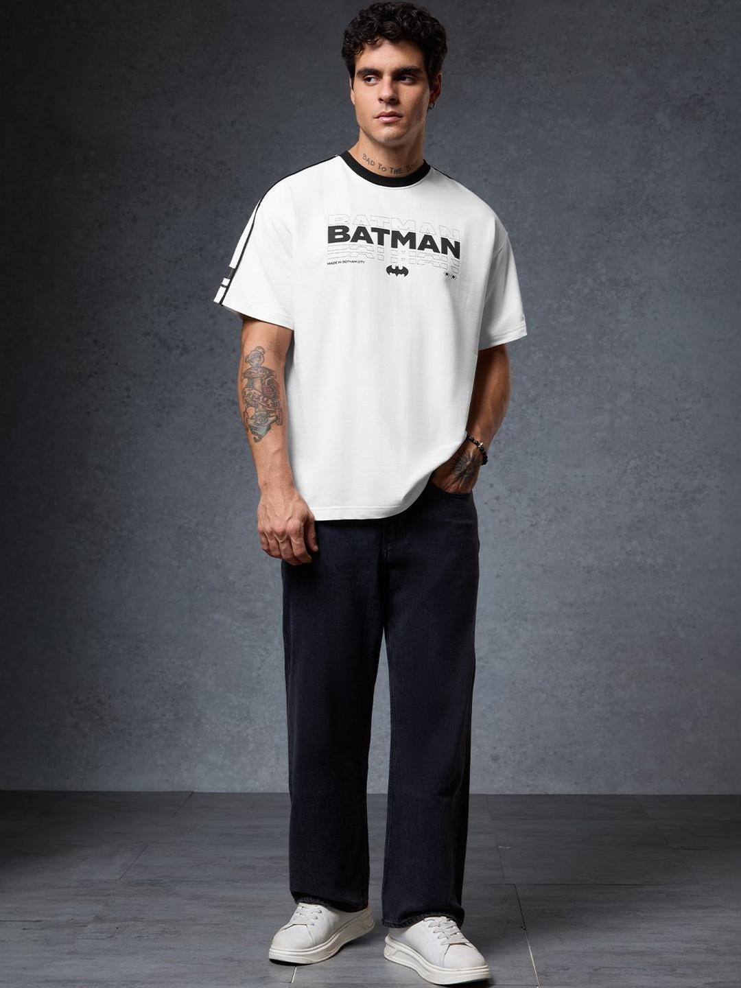 The Souled Store Men Oversized Batman White T-Shirt - Image 1