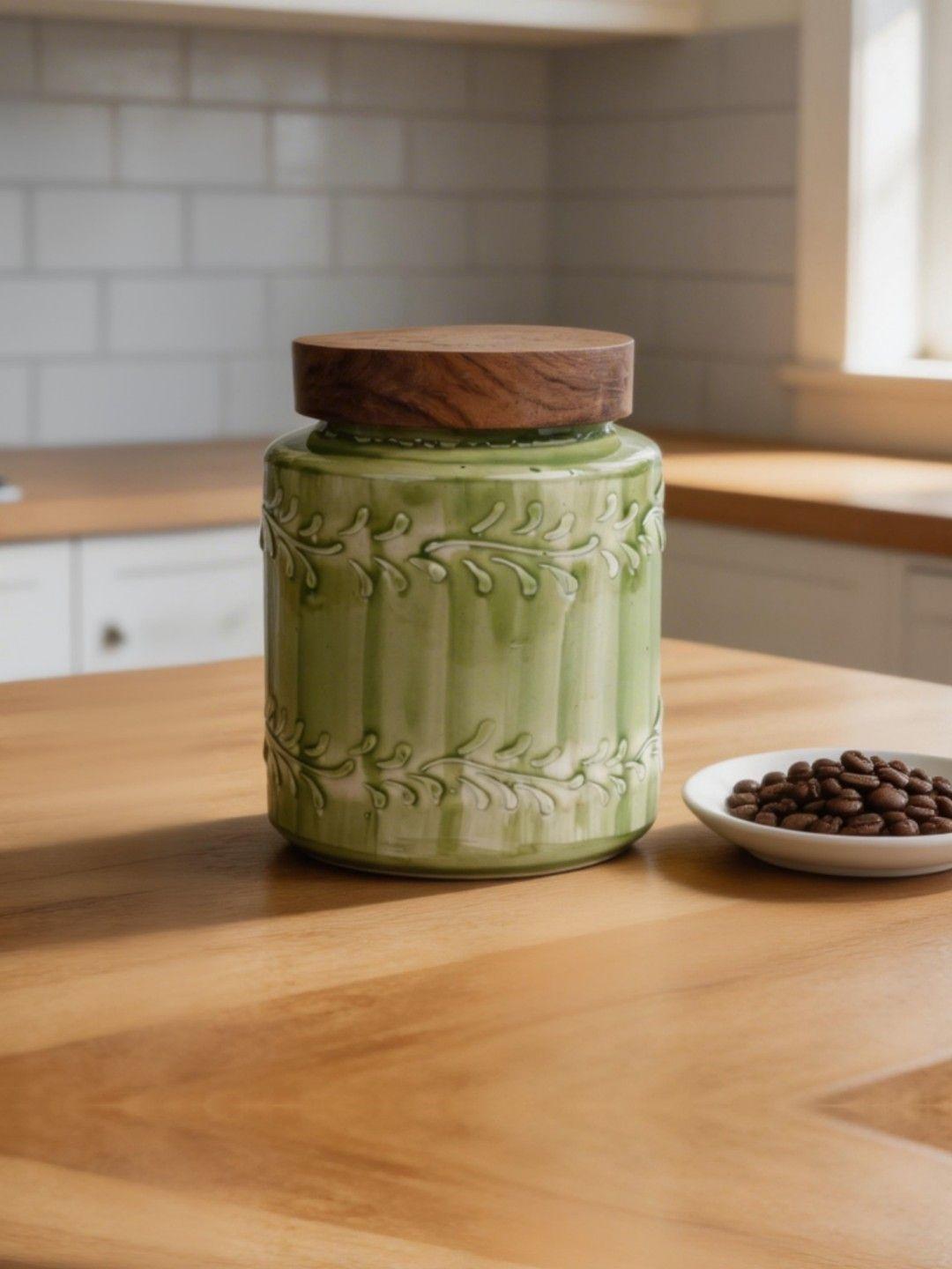 Buy VarEesha Green 2025 Ceramic Dishwasher And Microwave Safe Canister Container -  - Home for Unisex