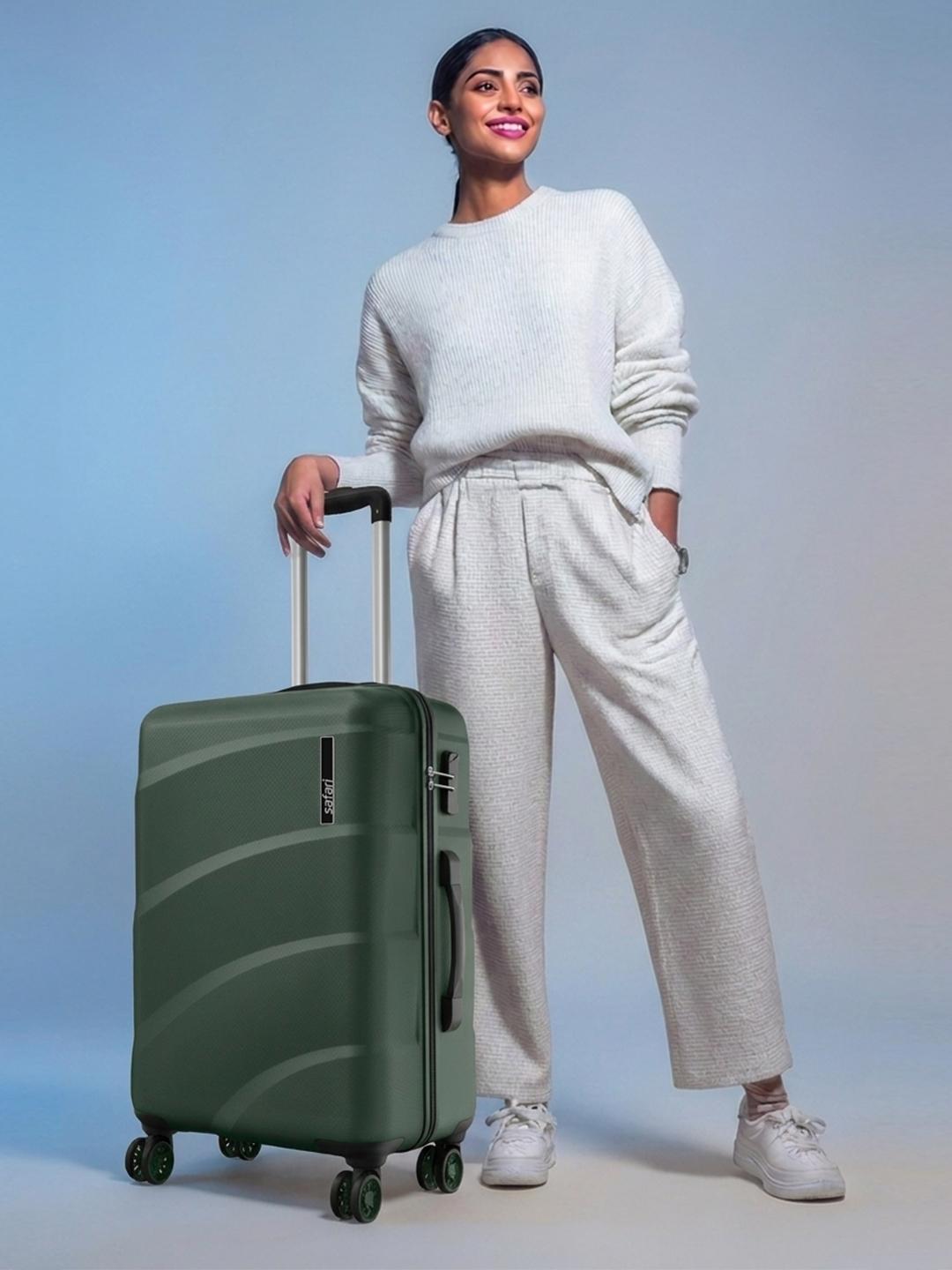 Buy Safari Zuno Green Hard Sided 8 Wheel Large Trolley Bag Suitcase - - Accessories for Unisex