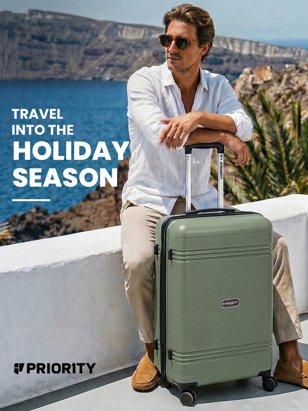 Buy Priority Textured 360 Degree Rotation Hard Sided Medium Trolley Bag 78.41 L - - Accessories for Unisex
