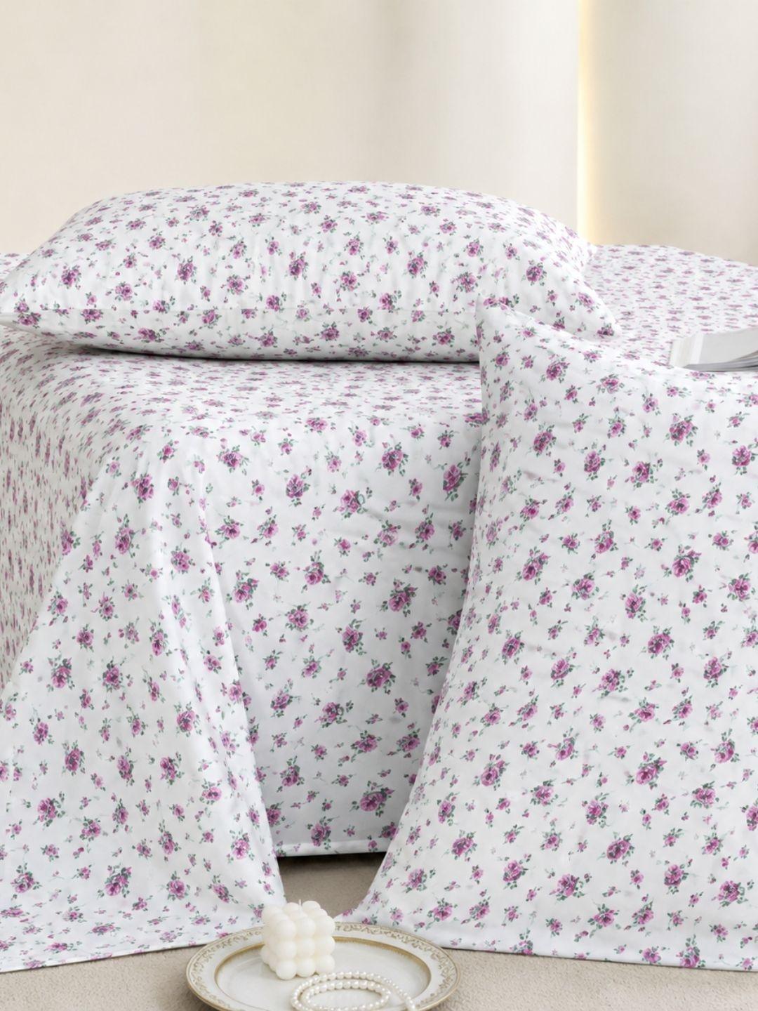 Buy Jaipur Weaves Pink Floral Queen Bedsheet With 2 Pillow Covers - - Home for Unisex