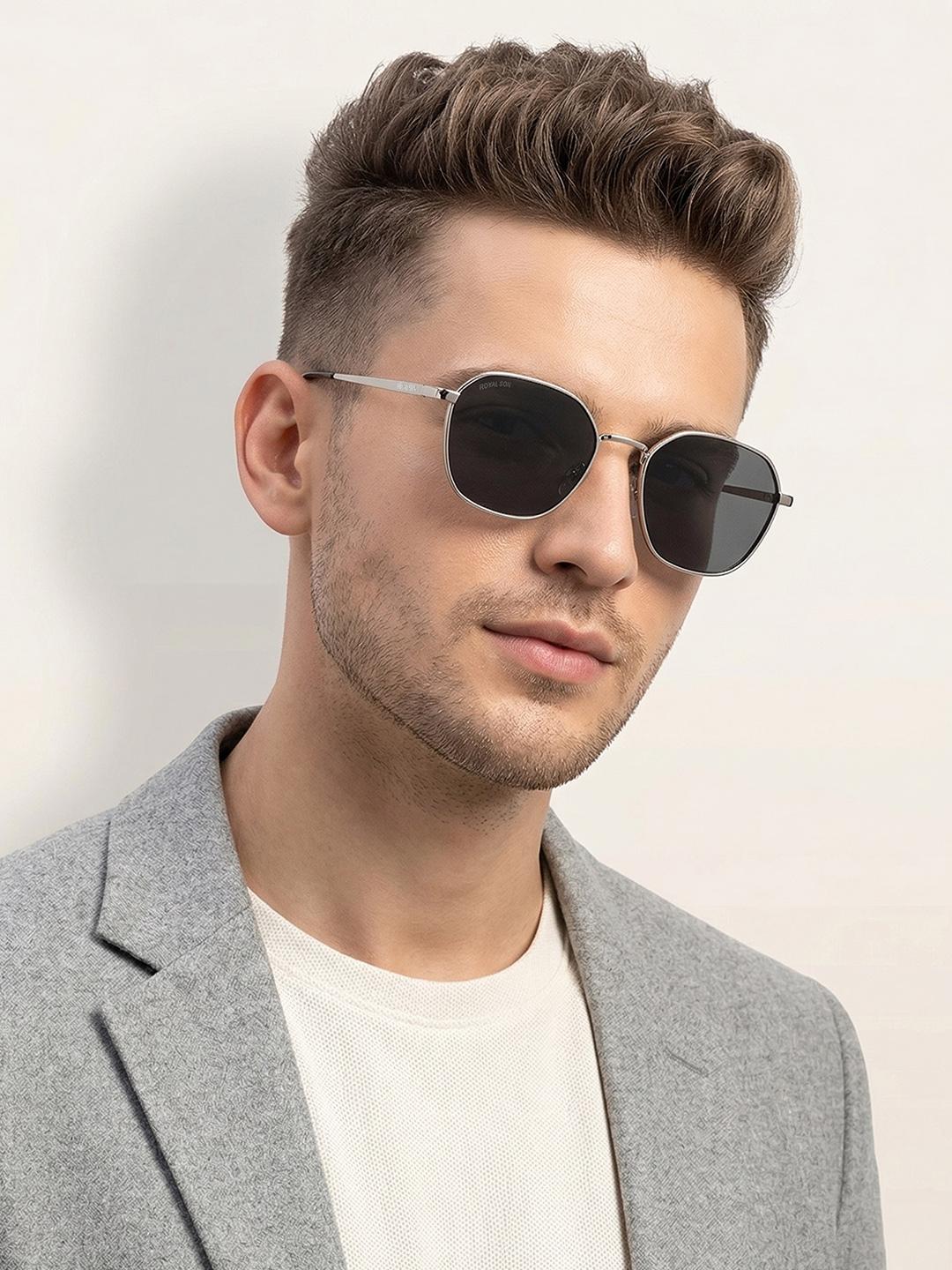 Buy ROYAL SON Unisex Black Lens & Silver Toned Square Sunglasses With - - Accessories for Unisex