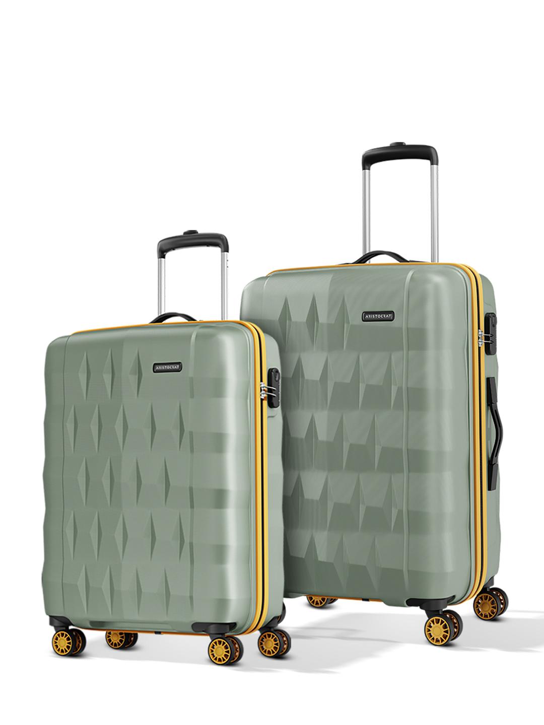 87% off on - Aristocrat Comet Green Set Of 2 Small & Medium Hard 56 & 66cm Trolley Bag  - Rs. 2384